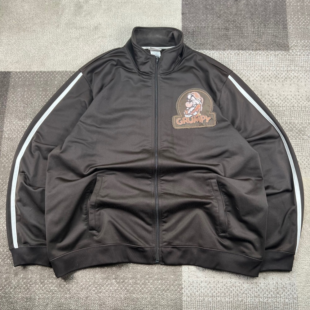 Vintage Disney Store Exclusive Grumpy Track Jacket Mens XXL Brown Full Zip